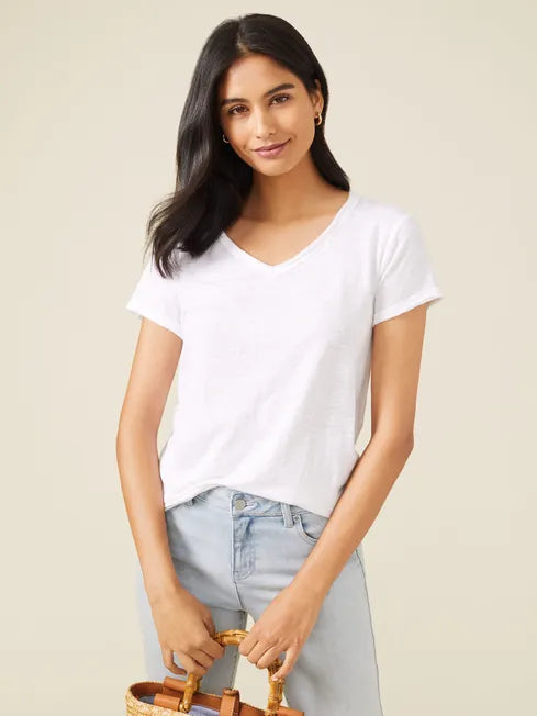 Kacey Linen Tee White