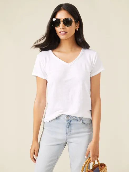 Kacey Linen Tee White